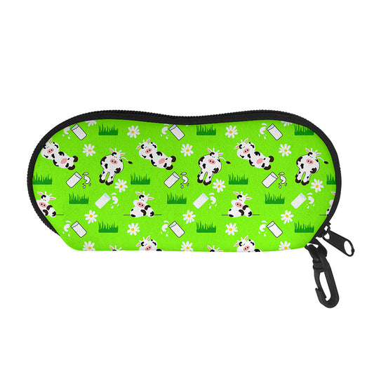 Cartoon Daisy And Cow Pattern Print Glasses Case