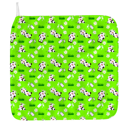Cartoon Daisy And Cow Pattern Print Hand Towel