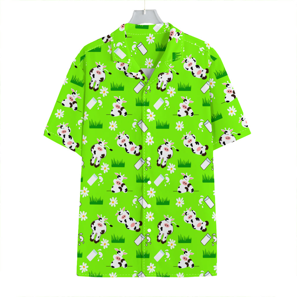 Cartoon Daisy And Cow Pattern Print Hawaiian Shirt