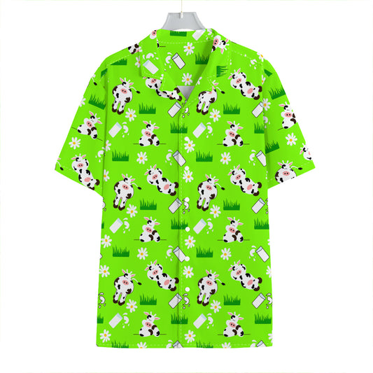 Cartoon Daisy And Cow Pattern Print Hawaiian Shirt