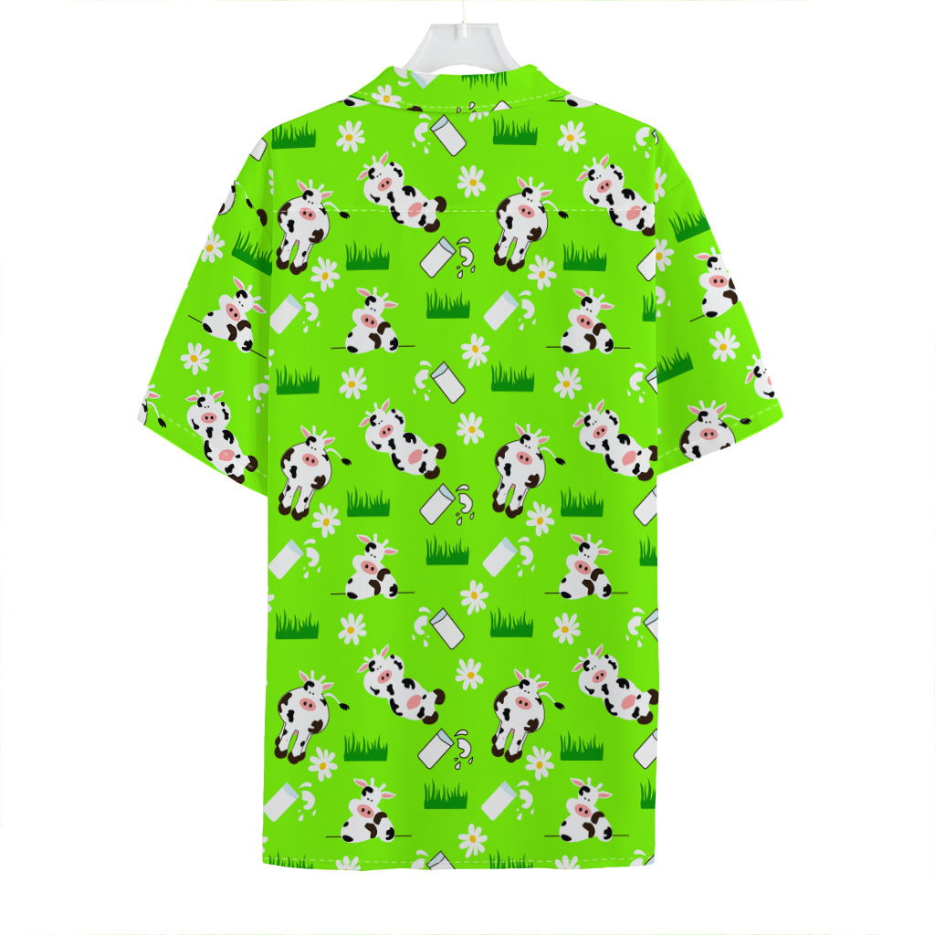 Cartoon Daisy And Cow Pattern Print Hawaiian Shirt