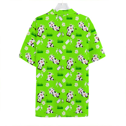 Cartoon Daisy And Cow Pattern Print Hawaiian Shirt