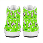 Cartoon Daisy And Cow Pattern Print High Top Leather Sneakers