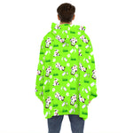 Cartoon Daisy And Cow Pattern Print Hoodie Blanket