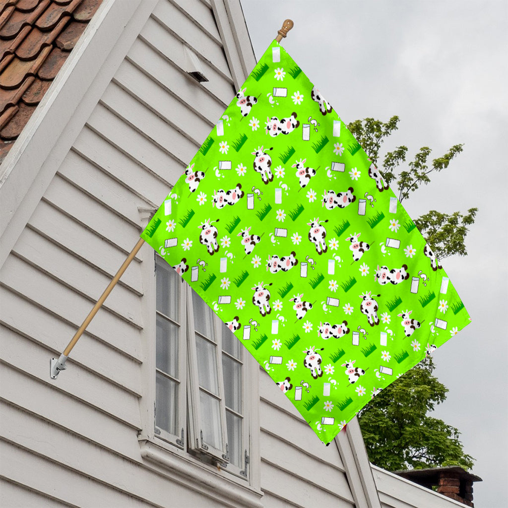 Cartoon Daisy And Cow Pattern Print House Flag