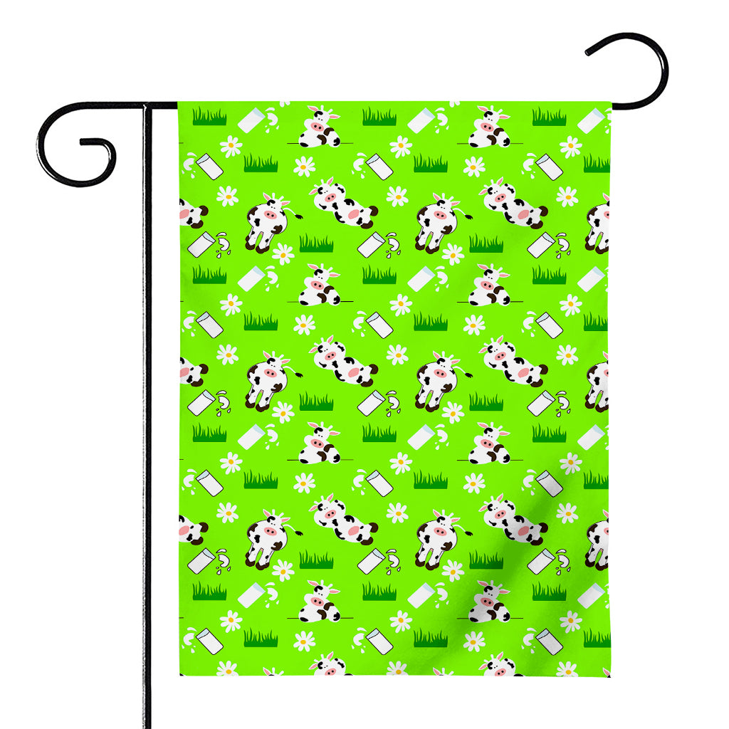 Cartoon Daisy And Cow Pattern Print House Flag