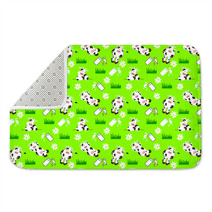 Cartoon Daisy And Cow Pattern Print Indoor Door Mat