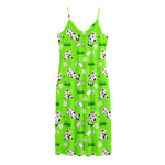 Cartoon Daisy And Cow Pattern Print Jersey Midi Cami Dress