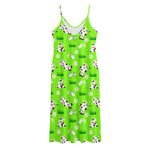 Cartoon Daisy And Cow Pattern Print Jersey Midi Cami Dress