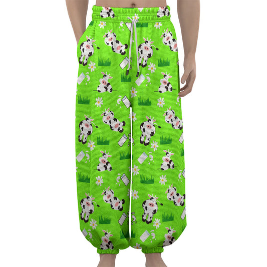 Cartoon Daisy And Cow Pattern Print Lantern Pants