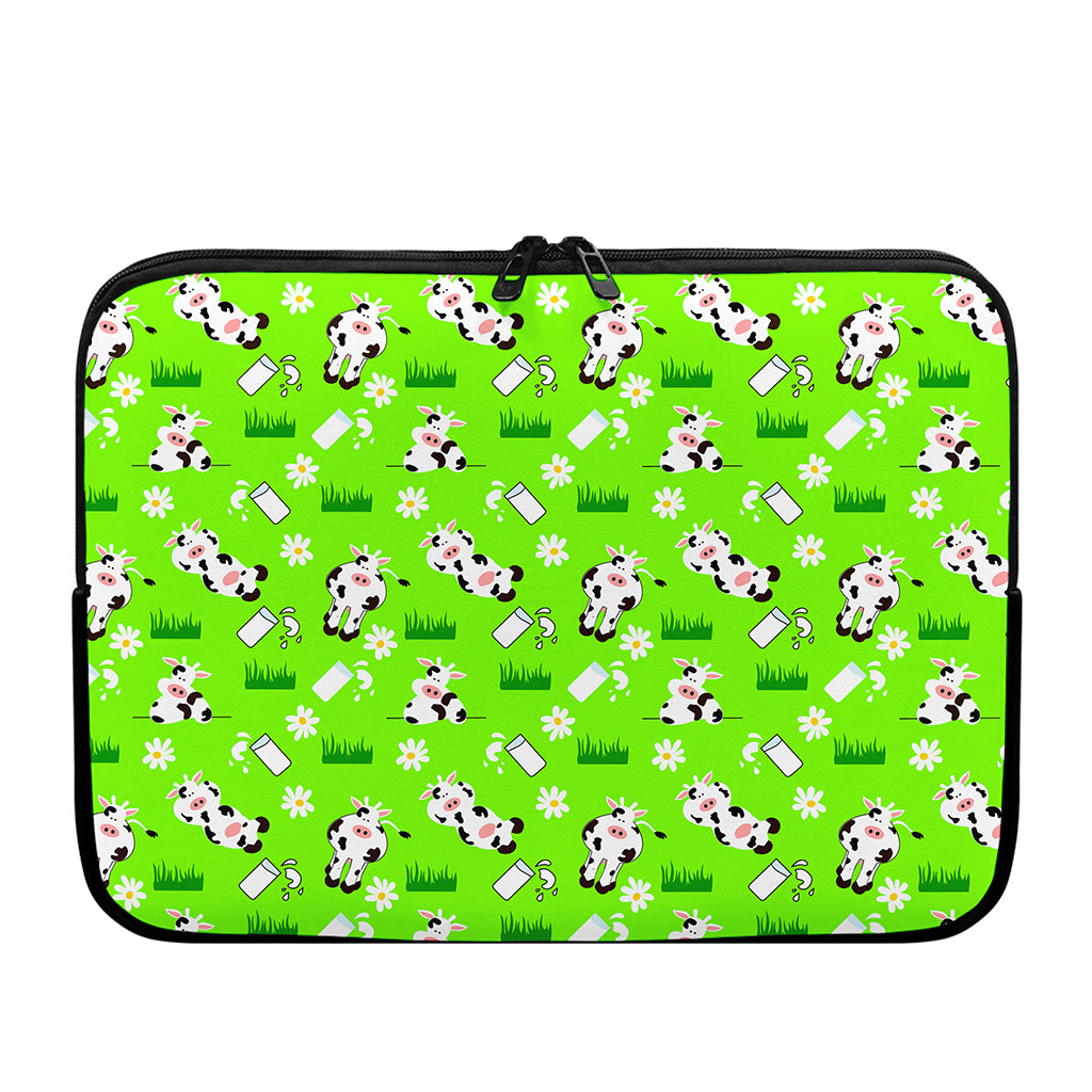 Cartoon Daisy And Cow Pattern Print Laptop Sleeve