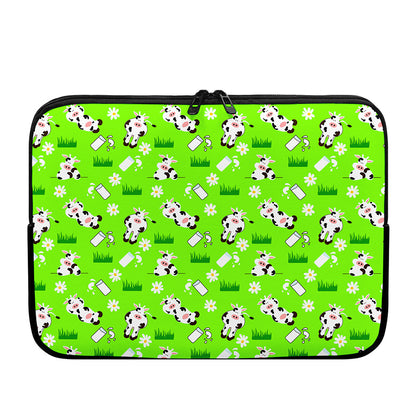 Cartoon Daisy And Cow Pattern Print Laptop Sleeve