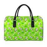 Cartoon Daisy And Cow Pattern Print Leather Duffle Bag