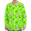 Cartoon Daisy And Cow Pattern Print Long Sleeve Baseball Jersey