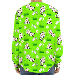 Cartoon Daisy And Cow Pattern Print Long Sleeve Baseball Jersey