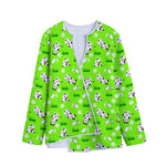 Cartoon Daisy And Cow Pattern Print Long Sleeve Short Coat