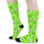 Cartoon Daisy And Cow Pattern Print Long Socks