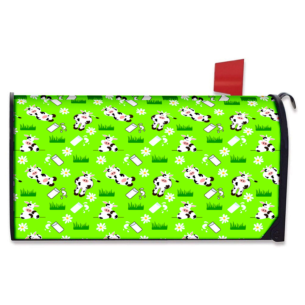 Cartoon Daisy And Cow Pattern Print Mailbox Cover