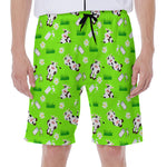 Cartoon Daisy And Cow Pattern Print Men's Beach Shorts