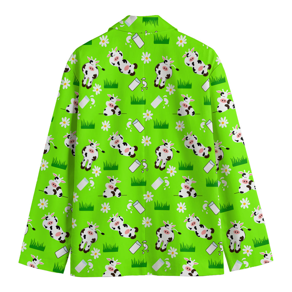 Cartoon Daisy And Cow Pattern Print Men's Blazer