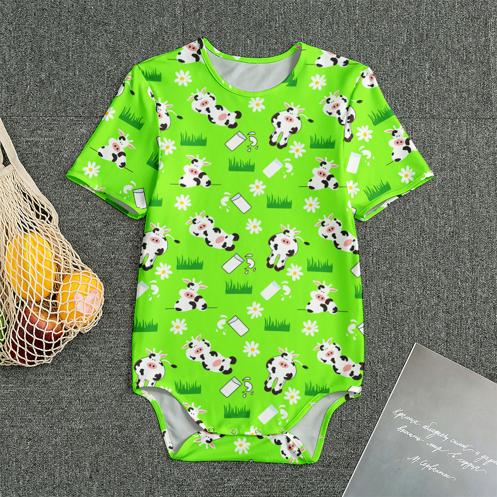 Cartoon Daisy And Cow Pattern Print Men's Bodysuit