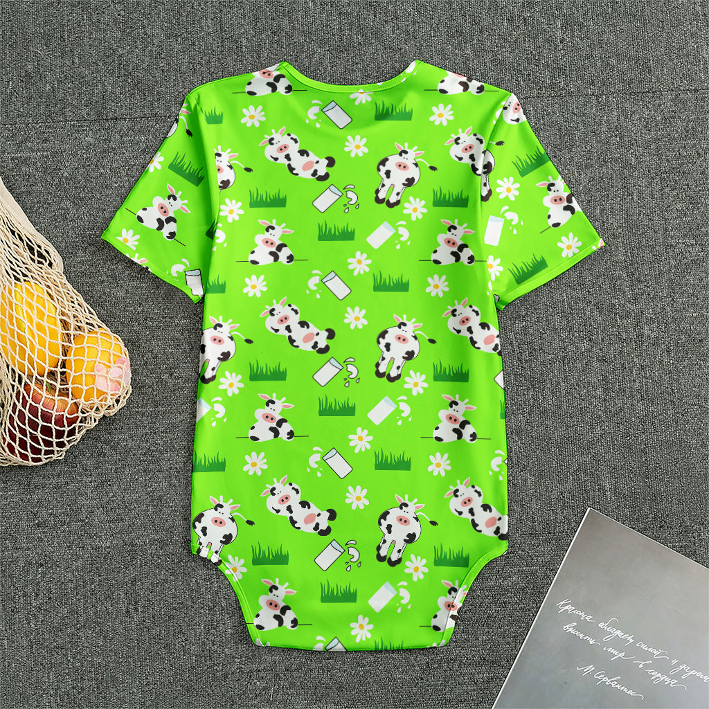 Cartoon Daisy And Cow Pattern Print Men's Bodysuit