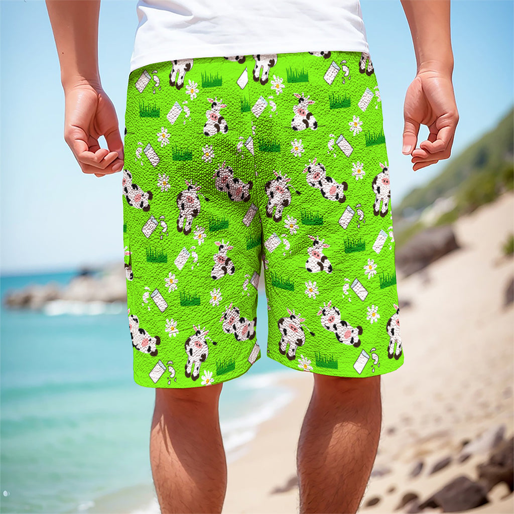 Cartoon Daisy And Cow Pattern Print Men's Cargo Shorts