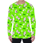 Cartoon Daisy And Cow Pattern Print Men's Long Sleeve T-Shirt