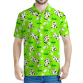 Cartoon Daisy And Cow Pattern Print Men's Polo Shirt