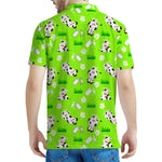 Cartoon Daisy And Cow Pattern Print Men's Polo Shirt