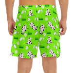 Cartoon Daisy And Cow Pattern Print Men's Split Running Shorts
