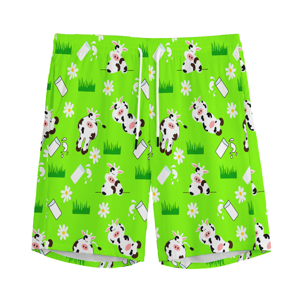 Cartoon Daisy And Cow Pattern Print Men's Sports Shorts