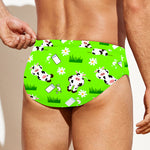 Cartoon Daisy And Cow Pattern Print Men's Swim Briefs