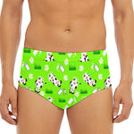 Cartoon Daisy And Cow Pattern Print Men's Triangle Swim Briefs