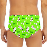 Cartoon Daisy And Cow Pattern Print Men's Triangle Swim Briefs