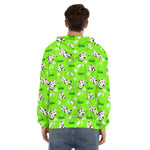 Cartoon Daisy And Cow Pattern Print Men's Velvet Pullover Hoodie