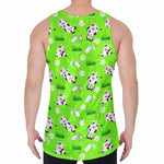 Cartoon Daisy And Cow Pattern Print Men's Velvet Tank Top