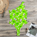 Cartoon Daisy And Cow Pattern Print One Shoulder Bodysuit