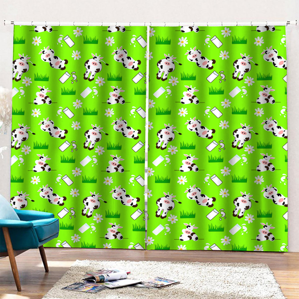 Cartoon Daisy And Cow Pattern Print Pencil Pleat Curtains