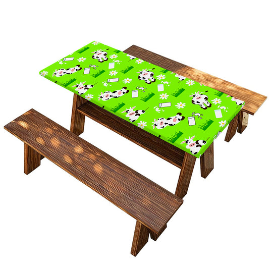 Cartoon Daisy And Cow Pattern Print Picnic Table Cover