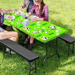 Cartoon Daisy And Cow Pattern Print Picnic Table Cover