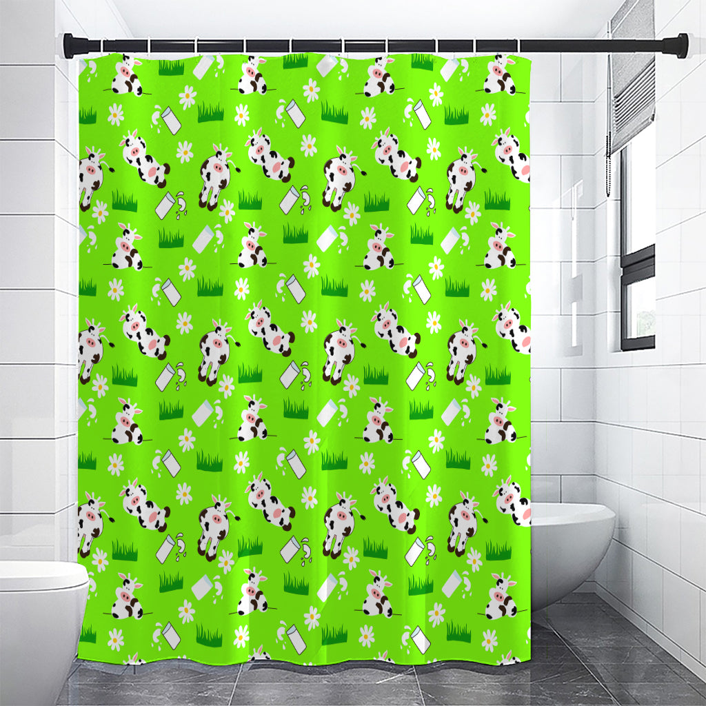 Cartoon Daisy And Cow Pattern Print Premium Shower Curtain