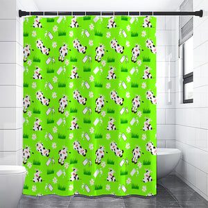 Cartoon Daisy And Cow Pattern Print Premium Shower Curtain