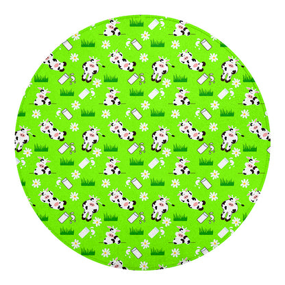 Cartoon Daisy And Cow Pattern Print Round Blanket