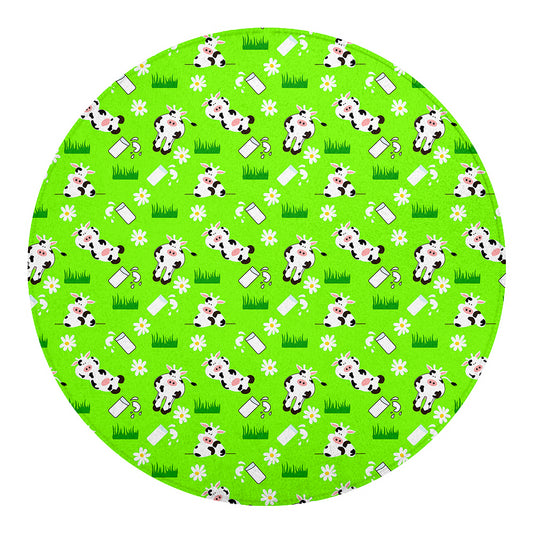 Cartoon Daisy And Cow Pattern Print Round Blanket