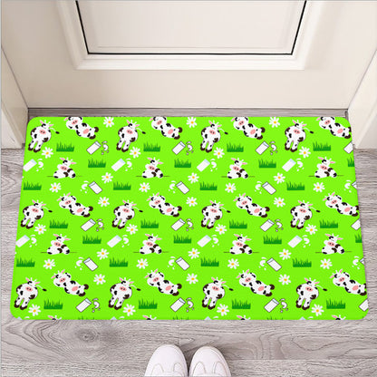 Cartoon Daisy And Cow Pattern Print Rubber Doormat
