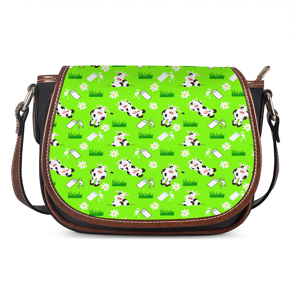 Cartoon Daisy And Cow Pattern Print Saddle Bag