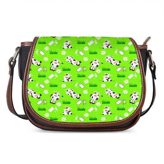 Cartoon Daisy And Cow Pattern Print Saddle Bag