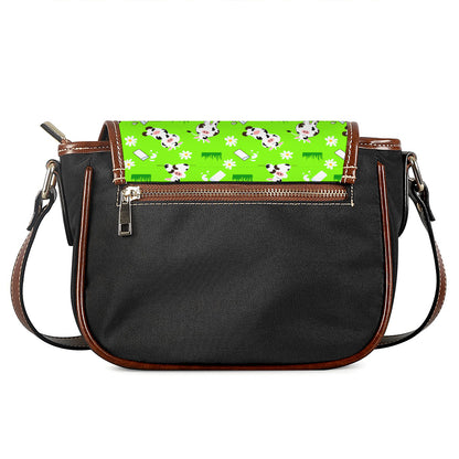 Cartoon Daisy And Cow Pattern Print Saddle Bag