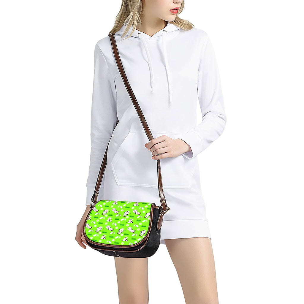 Cartoon Daisy And Cow Pattern Print Saddle Bag